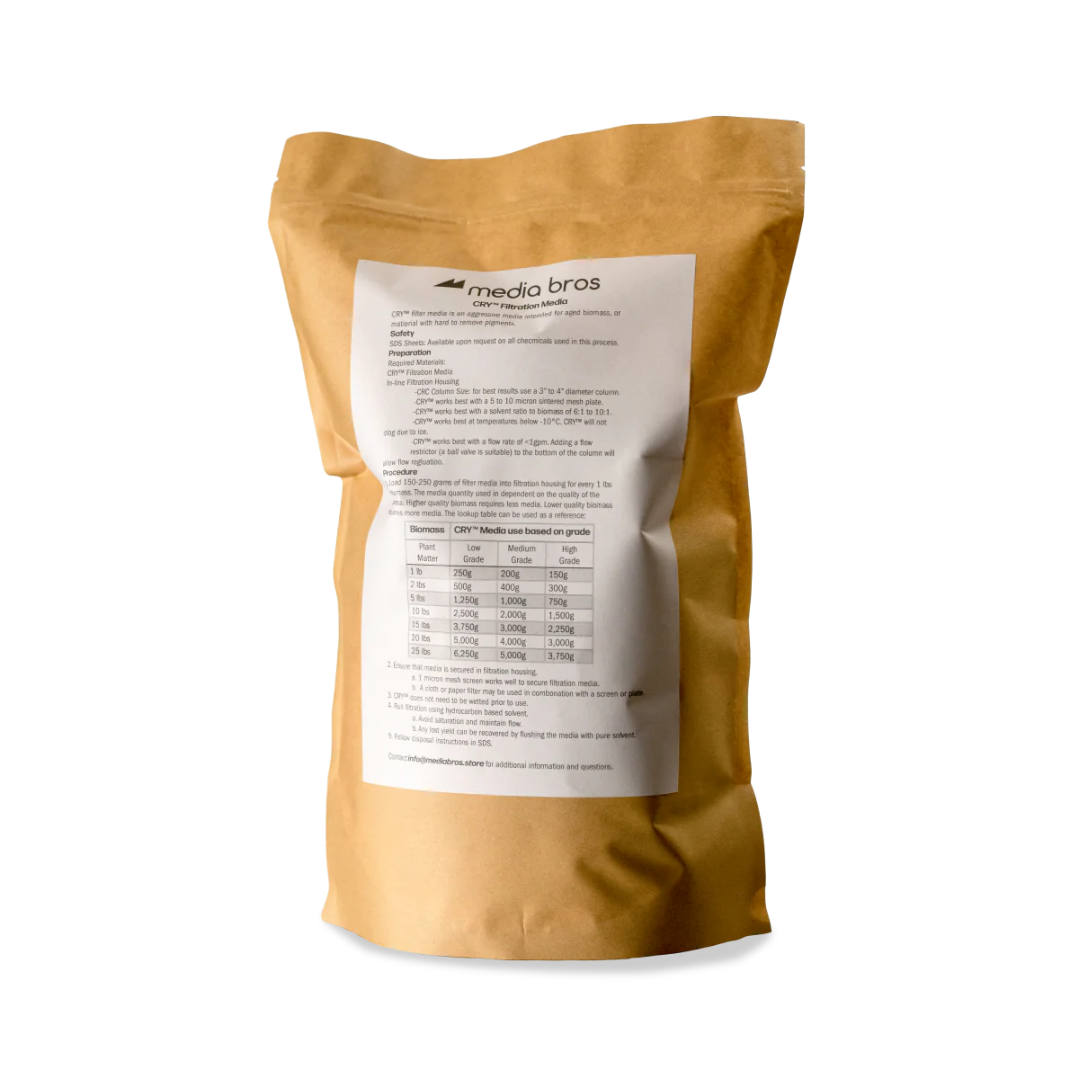 CRY™ FILTER MEDIA (BHO EXTRACTION)